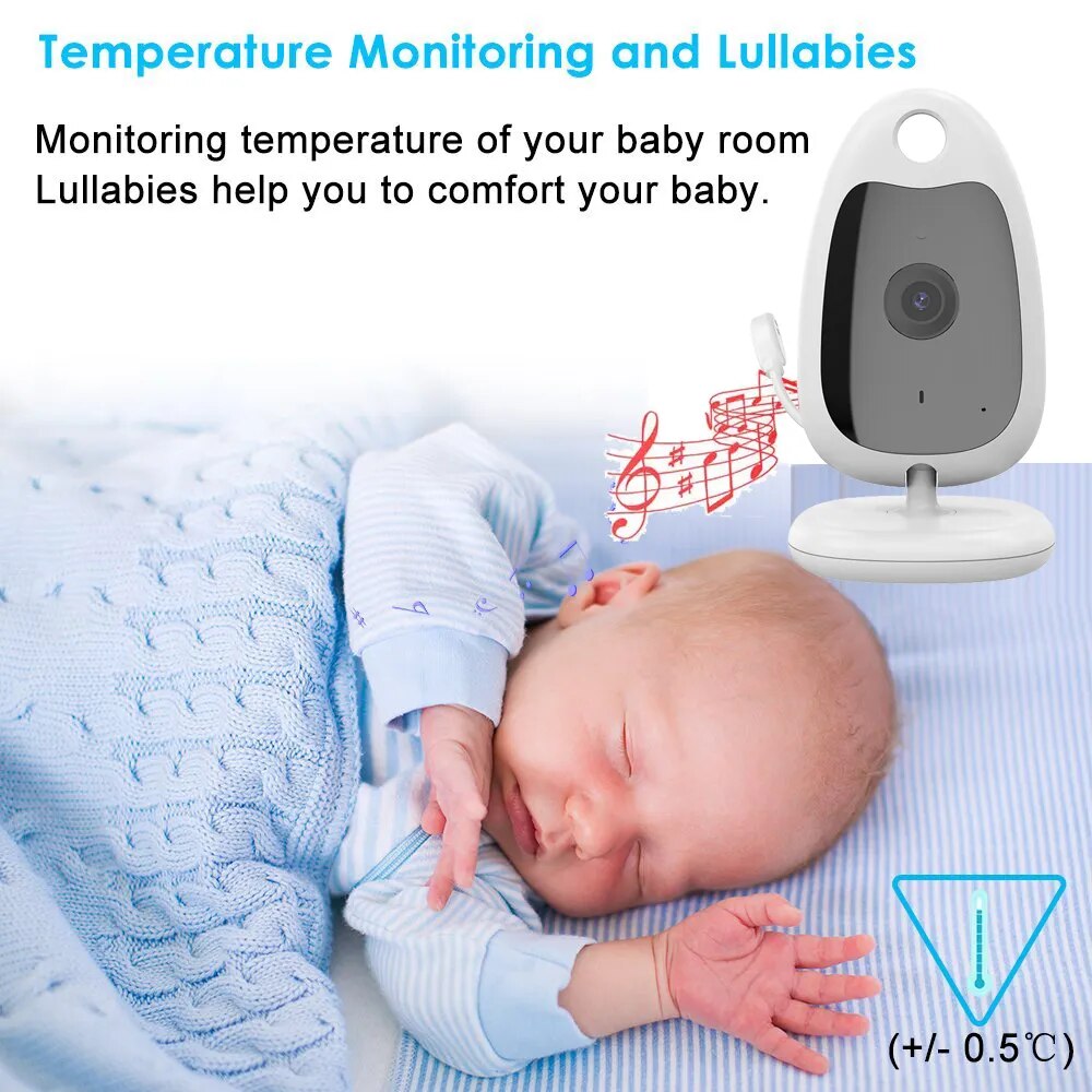 Moniteur vidéo sans fil portable pour bébé, interphone pour nounou, caméra de sécurité, vision nocturne, surveillance de la température, 2.0"